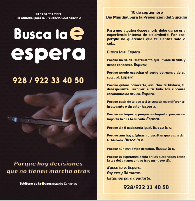 Manifiesto de Teléfono de la Esperanza en el Día Internacional para la Prevención del Suicidio